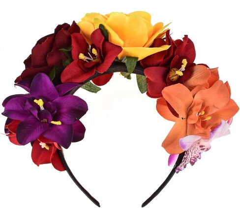 DreamLily Day of the Dead Headband Costume Rose Flower Crown Mexican Headpiece BC40 in Saudi Arabia