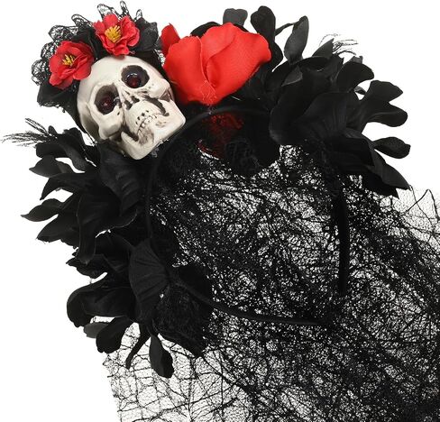 DreamLily Day of the Dead Headband Costume Rose Flower Crown Mexican Headpiece BC40 in Saudi Arabia