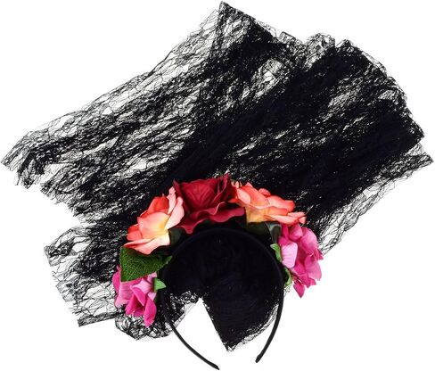 DreamLily Day of the Dead Headband Costume Rose Flower Crown Mexican Headpiece BC40 in Saudi Arabia