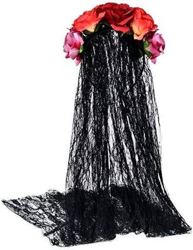 DreamLily Day of the Dead Headband Costume Rose Flower Crown Mexican Headpiece BC40 in Saudi Arabia