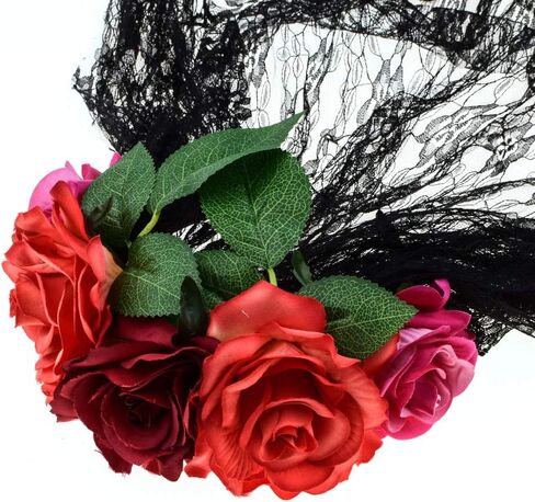 DreamLily Day of the Dead Headband Costume Rose Flower Crown Mexican Headpiece BC40 in Saudi Arabia