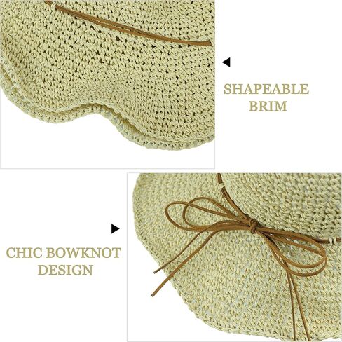 Women Sun Hat Wide Brim Floppy Beach Hat Breathable UV UPF 50+ Straw Hat Foldable Packable Summer Outdoor Cap in Kuwait