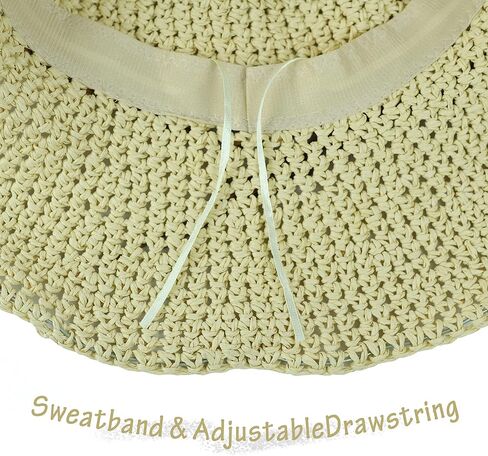Women Sun Hat Wide Brim Floppy Beach Hat Breathable UV UPF 50+ Straw Hat Foldable Packable Summer Outdoor Cap in Kuwait