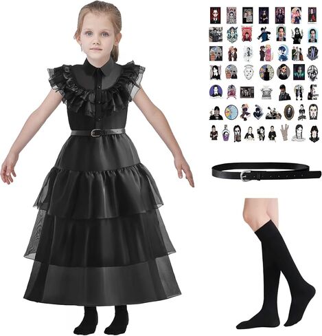 WOHOPARKI Wednesday Addams Dress Costumes for Girls Kids Birthday Halloween Family Cosplay Party in Saudi Arabia