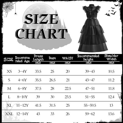 WOHOPARKI Wednesday Addams Dress Costumes for Girls Kids Birthday Halloween Family Cosplay Party in Saudi Arabia