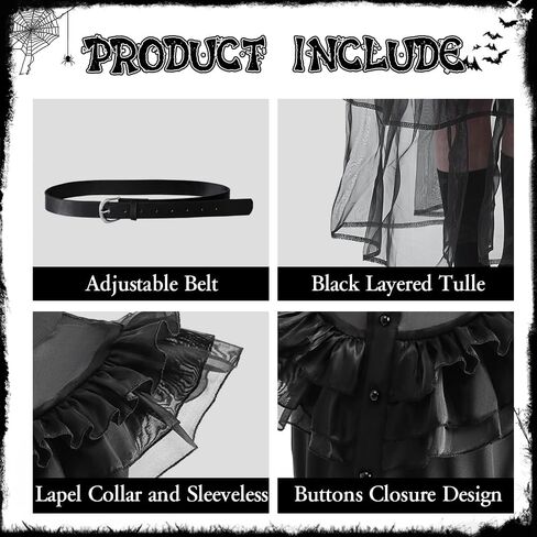 WOHOPARKI Wednesday Addams Dress Costumes for Girls Kids Birthday Halloween Family Cosplay Party in Saudi Arabia