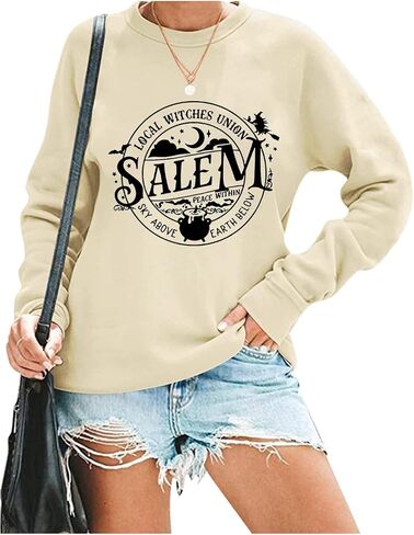 Local Witches Union Salem Sweatshirt Women Funny Witch Halloween Sweatshirt Retro Graphic Hocus Pocus Sweatshirt in Saudi Arabia