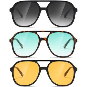 نظارات شمسية MASDUN Retro Square Aviator للنساء والرجال في فترة السبعينيات الأنيقة ذات الجسر المزدوج in Kuwait