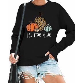 GeLivable Women's Pumpkin Fall Halloween Thanksgiving Print Graphic Sweatshirts Crewneck Long Sleeve Casual Loose Fit Tops