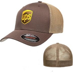 قبعة Snapback شبكية مطرزة من UPS Yupoong قابلة للتعديل باللون البني لسائقي الشاحنات in Kuwait