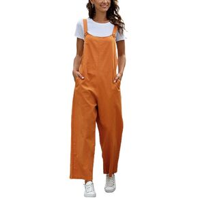 chouyatou Women's Spring Summer Wear Cute Lightweight Wide Leg Bib Overall Pants