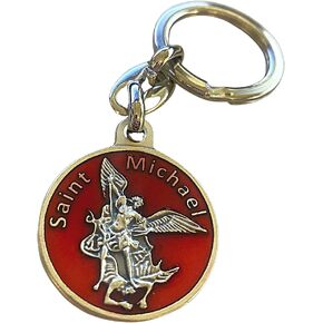 إكسسوار حلقة مفاتيح بنمط سانت مايكل آركشال مع الصلاة على الظهر، سلسلة مفاتيح دينية كاثوليكية للرجال والنساء، 3.5 بوصة in Kuwait