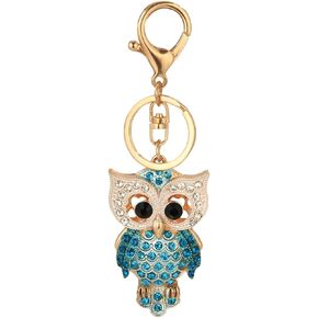 AMNGYOOK Owl Keychains, Cute Owl Shape Key Chain Crystal Rhinestone Animal Key Ring For Bag Wallet Purse Handbags Cars Key