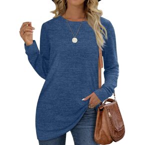 OFEEFAN Sweatshirts for Women Crew Neck Long Sleeve Plain Fashion Casual Tops