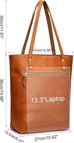 حقيبة يد نسائية من الجلد الطبيعي العتيق من S-ZONE حقيبة كتف كبيرة للعمل in Kuwait