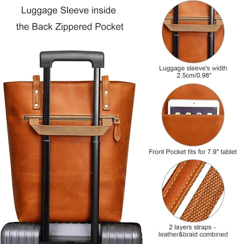 حقيبة يد نسائية من الجلد الطبيعي العتيق من S-ZONE حقيبة كتف كبيرة للعمل in Kuwait