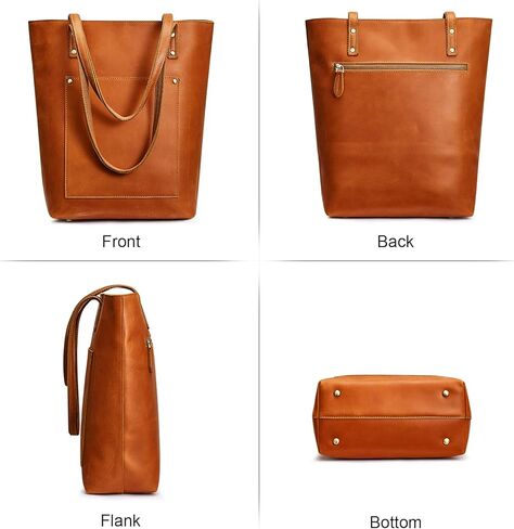 حقيبة يد نسائية من الجلد الطبيعي العتيق من S-ZONE حقيبة كتف كبيرة للعمل in Kuwait