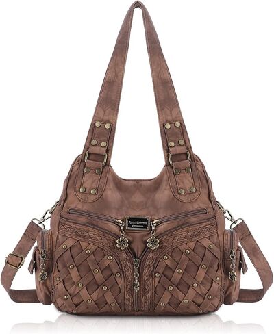 Angel Barcelo Purses and Handbags Women Tote Shoulder Top Handle Satchel Hobo Bags Fashion Washed PU Leather Purse in Kuwait