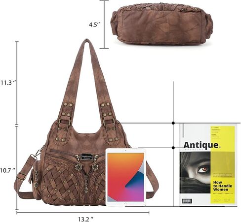 Angel Barcelo Purses and Handbags Women Tote Shoulder Top Handle Satchel Hobo Bags Fashion Washed PU Leather Purse in Kuwait