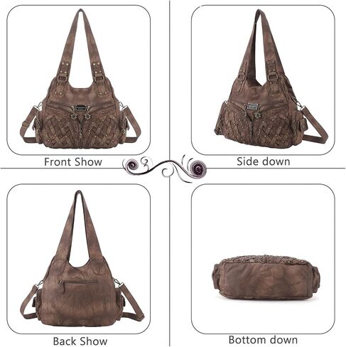 Angel Barcelo Purses and Handbags Women Tote Shoulder Top Handle Satchel Hobo Bags Fashion Washed PU Leather Purse in Kuwait
