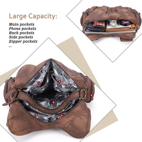 Angel Barcelo Purses and Handbags Women Tote Shoulder Top Handle Satchel Hobo Bags Fashion Washed PU Leather Purse in Kuwait