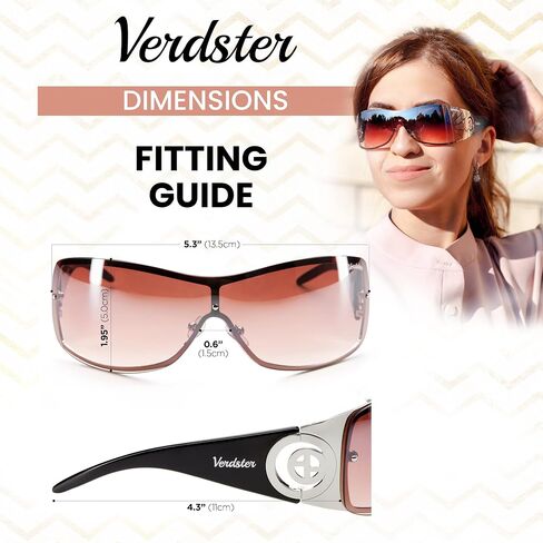 Verdster Cosmo Wrap around Sunglasses for Women - Non Polarized with UV Protection - Oversized Y2k Womens Sunglasses in Saudi Arabia