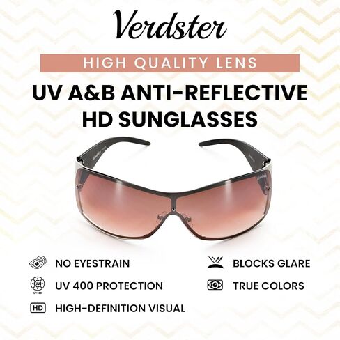 Verdster Cosmo Wrap around Sunglasses for Women - Non Polarized with UV Protection - Oversized Y2k Womens Sunglasses in Saudi Arabia