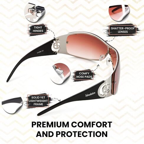 Verdster Cosmo Wrap around Sunglasses for Women - Non Polarized with UV Protection - Oversized Y2k Womens Sunglasses in Saudi Arabia