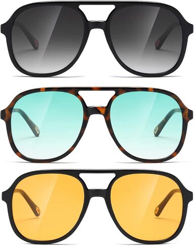 نظارات شمسية MASDUN Retro Square Aviator للنساء والرجال في فترة السبعينيات الأنيقة ذات الجسر المزدوج in Saudi Arabia