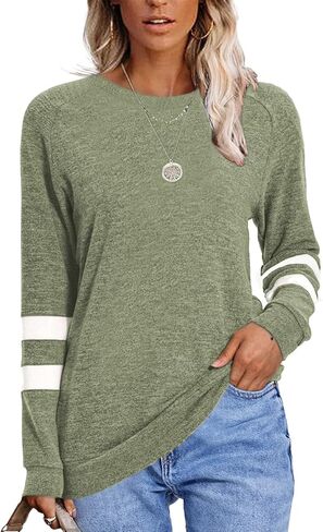 Balivsa قمصان الخريف النسائية غير الرسمية طويلة الأكمام، كنزات ذات رقبة دائرية، سترات ملونة، سترة نسائية، ملابس عصرية in Kuwait