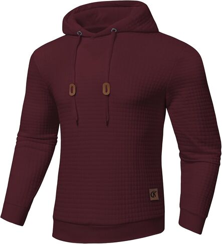 Mens Pullover Hoodie Long Sleeve Hooded Sweatshirt Casual Hoodies Square Pattern in Saudi Arabia