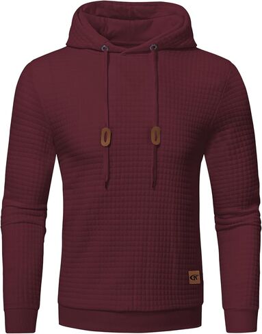 Mens Pullover Hoodie Long Sleeve Hooded Sweatshirt Casual Hoodies Square Pattern in Saudi Arabia