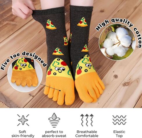 CaiDieNu Womens Toe Socks Animal Socks Cotton Five Finger Socks Colorful Funny Casual Crew Socks for Ladies in Saudi Arabia