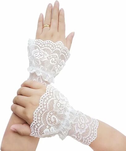 CENAST Women's Short Lace Gloves Fingerless for Driving Wedding Wrist Length Bridal Prom Gloves in Saudi Arabia