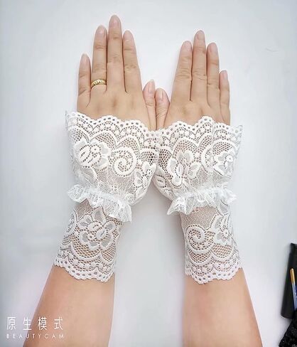 CENAST Women's Short Lace Gloves Fingerless for Driving Wedding Wrist Length Bridal Prom Gloves in Saudi Arabia