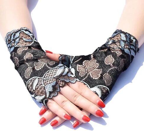 CENAST Women's Short Lace Gloves Fingerless for Driving Wedding Wrist Length Bridal Prom Gloves in Saudi Arabia