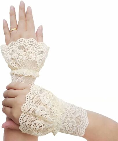 CENAST Women's Short Lace Gloves Fingerless for Driving Wedding Wrist Length Bridal Prom Gloves in Saudi Arabia