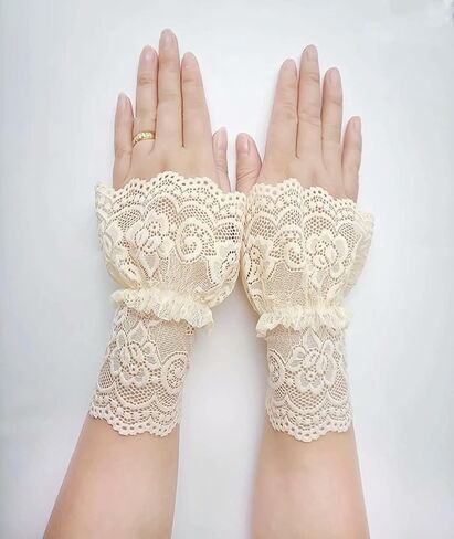 CENAST Women's Short Lace Gloves Fingerless for Driving Wedding Wrist Length Bridal Prom Gloves in Saudi Arabia