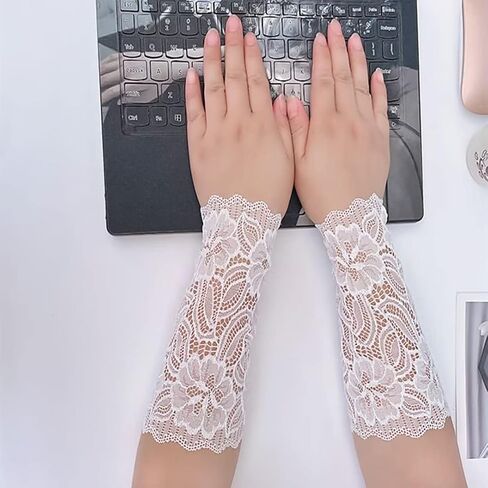 CENAST Women's Short Lace Gloves Fingerless for Driving Wedding Wrist Length Bridal Prom Gloves in Saudi Arabia