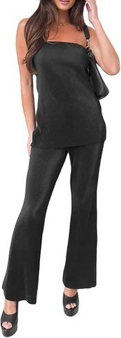 Abendidian النساء Y2K مثير قطعتين وتتسابق حمالة قبالة الكتف أنبوب القمم عادية فضفاض بنطال ذو قصة أرجل واسعة مجموعة 2023 الصيف in Kuwait