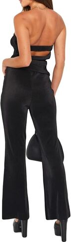 Abendidian النساء Y2K مثير قطعتين وتتسابق حمالة قبالة الكتف أنبوب القمم عادية فضفاض بنطال ذو قصة أرجل واسعة مجموعة 2023 الصيف in Kuwait