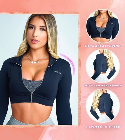 Pchee Bum Workout Lightweight Jacket for Women - Cropped Zip Up Top Yoga Jacket, Athletic Jacket in Kuwait