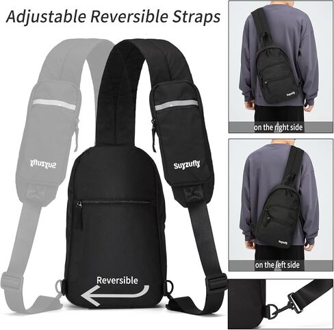 حقيبة Suyzufly الصغيرة بحزام للرجال والنساء، مقاومة للماء بحزام واحد للكتف، حقيبة صدر للمشي لمسافات طويلة والسفر in Kuwait