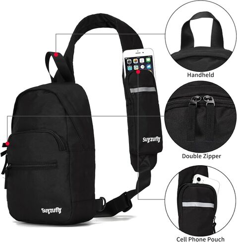 حقيبة Suyzufly الصغيرة بحزام للرجال والنساء، مقاومة للماء بحزام واحد للكتف، حقيبة صدر للمشي لمسافات طويلة والسفر in Kuwait