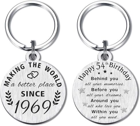 ABNTY 54th Birthday Gifts for Women Men, 54 Year Old Birthday Keychain, Born in 1969 Gifts, 1969 Birthday Decorations in Saudi Arabia