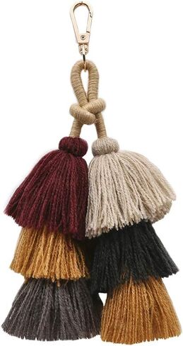 Anove Colorful key rings Tassel Decorations for Handbags Attractive Handmade Personalized Bag Charm Key chain Women Pom Pom in Saudi Arabia