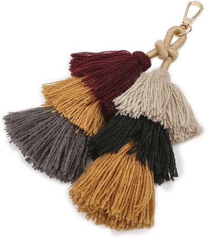 Anove Colorful key rings Tassel Decorations for Handbags Attractive Handmade Personalized Bag Charm Key chain Women Pom Pom in Saudi Arabia