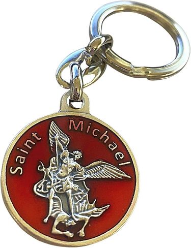 إكسسوار حلقة مفاتيح بنمط سانت مايكل آركشال مع الصلاة على الظهر، سلسلة مفاتيح دينية كاثوليكية للرجال والنساء، 3.5 بوصة in Kuwait