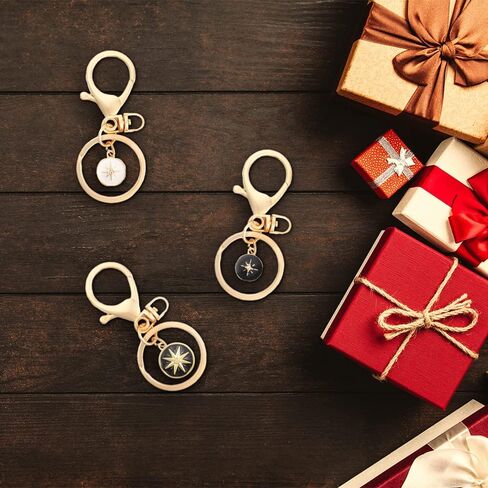 Gold Plated Color Starburst North Star Compass Charm Keychain Keyrings Engraved Byzantine Coin Pendant Split Key Ring Womens Keys Accessories Gift in Saudi Arabia