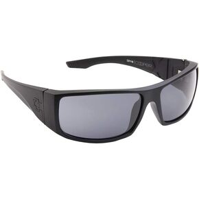 Spy Cooper XL, Rectangular Wrap Sunglasses, Color and Contrast Enhancing Lenses, Matte Black - Grey Polarized Lenses in Kuwait